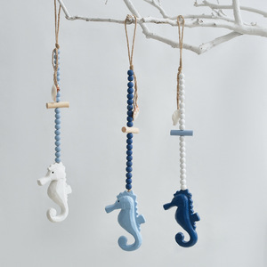 Adorno Colgante de Madera con Forma de Caballito de Mar, Escultura de Pared de Estilo Mediterráneo, Decoración del Hogar, Paquete de Varias Piezas - Product Image 2