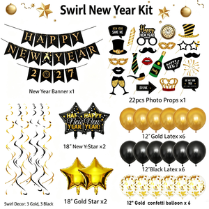 Kit de ballons de fête 2026 avec impression Joyeux Nouvel An, ballons en latex pour les décorations de Noël et du réveillon du Nouvel An - Product Image 4