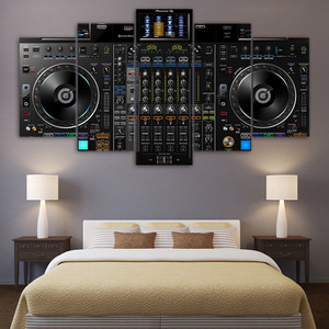 HONGYA - Juego de 5 Cuadros Modulares para Sala de Estar, Reproductor de Música <span class=keywords><strong>DJ</strong></span> de Alta Definición, Pinturas Estilo Acuarela, Cuadros en Lienzo para el Hogar - Product Image 1