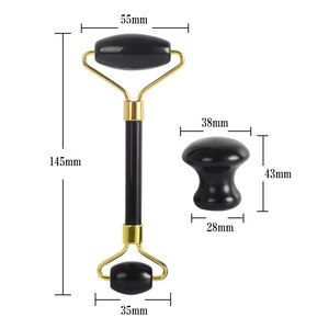 En gros Pierres Précieuses Obsidienne Noire <span class=keywords><strong>visage</strong></span> rouleau de jade <span class=keywords><strong>gua</strong></span> <span class=keywords><strong>sha</strong></span> ensemble d'outils pour les soins de la peau beauté - Product Image 4