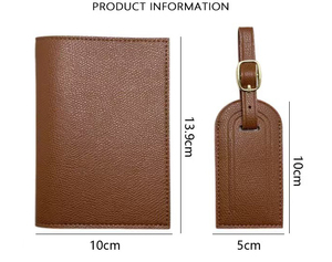 סט תגיות מזוודות, מחזיק כרטיסים ומחזיק דרכון מעור PU פרימיום מותאם אישית ועמיד למים, מתנה לנסיעות עסקים - Product Image 4