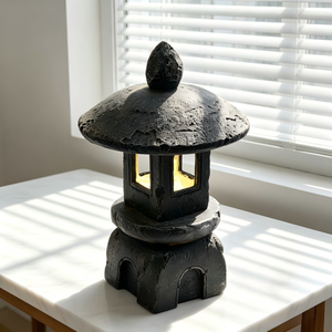 Lanterne <span class=keywords><strong>solaire</strong></span> de jardin en pierre de pagode <span class=keywords><strong>japonaise</strong></span>, lampe LED extérieure en résine, étanche, pour aménagement paysager, décoration zen pour patio - Product Image 2