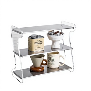 Étagère de rangement en acier inoxydable 304 de qualité supérieure, organisateur en acrylique en forme de Z, support à tasses à 2 niveaux pour comptoir de <span class=keywords><strong>cuisine</strong></span> - Product Image 1
