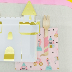 <span class=keywords><strong>Princesse</strong></span> château filles fête d'anniversaire fournitures rose or <span class=keywords><strong>jetable</strong></span> fête vaisselle vaisselle gobelets en papier serviettes assiettes - Product Image 5