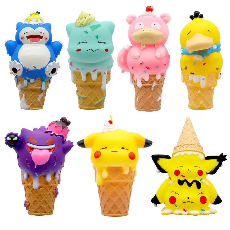 Neue 7 Stil Anime Action figur Pokemoned Pikachu Eis Bulbasaur Snorlax Psyduck Genger Figur Cute Collect Model