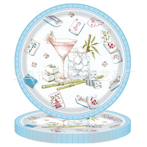 Mahjong Cocktail Party Disposable Tableware Kit Plates Cups Napkins Straws Forks Spoons For Birthday Party Decorations - Product Image 2
