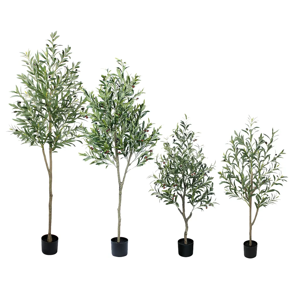 Venta al por mayor desmontable verde artificial hoja de olivo falso árbol verde naturaleza planta decoración interior