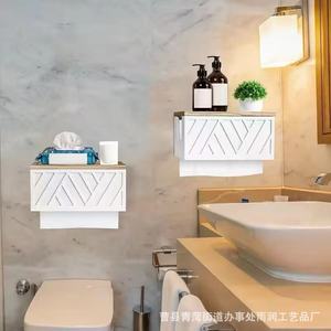 Wall Mounted Toilet <b>Paper</b> Holder Rectangular No Drilling Required <b>Kitchen</b> Bathroom Storage Box For Personal Care Kitchenware - Product Image 3