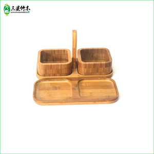 Caja para Frutos Secos y Aperitivos con Asa de Bambú, Plato Creativo Multifuncional con Compartimentos para Frutas, Plato para la Cena, Plato de Almacenamiento - Product Image 3
