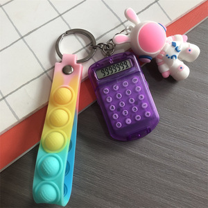 Mini Calculator Silicone Keychain Pendant With Pop It Bunny Design Portable Student Gift Colorful Assorted Styles - Product Image 3