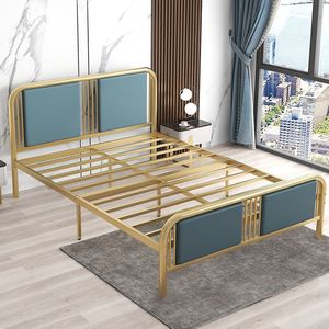 Современная кровать из кованого железа утолщенная металлическая кровать спальня двуспальная кровать - Product Image 6