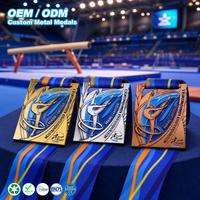 Médaille 3D personnalisée en alliage de zinc pour compétition de gymnastique, or, argent, bronze, émail, récompense pour tournoi sportif, souvenir, prix