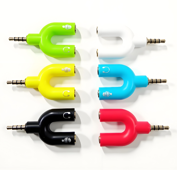DAJIANG U Type Adapter Dual 3.5 MM Headphone Plug PVC Audio Cables Splitter Microphone Connector Bare Copper Conductor Audio