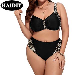 <span class=keywords><strong>2</strong></span> días de envío rápido de talla grande Sexy sólido leopardo empalme alta Wist dos piezas Bikini ropa de playa traje de baño mujeres traje de baño - Product Image 1