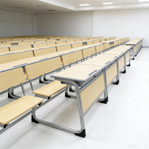 Meubles <span class=keywords><strong>de</strong></span> classe scolaire hautement stables, pupitre et chaise étudiants fixés ensemble, banc scolaire, <span class=keywords><strong>table</strong></span> et chaises doubles en Werzalit. - Product Image 5