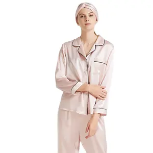 Nuevo 100% de seda Natural mulberry, lencería sexy, pijamas de seda satinada para chica PIJAMAS