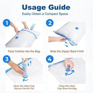 20 ensembles de sacs de rangement sous vide de voyage durables en PE PA transparents à double fermeture éclair personnalisés pour vêtements, matelas, compression - Product Image 5