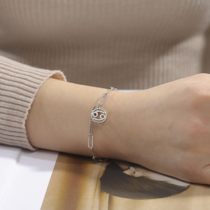 Pulsera de cadena <span class=keywords><strong>con</strong></span> clip de papel para mujer, constelación de acero inoxidable, Sagitario, Aries, cáncer, Leo, Virgo, regalo de joyería - Product Image 5