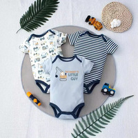 Cross-Border Triangle Barboteuse Bébé Ramper Costume Infantile À Manches Courtes Trois Pièces Ensemble Combinaison Barboteuse 0-1 Ans Été Animal