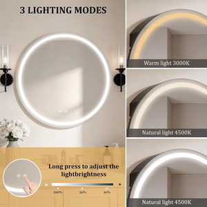<span class=keywords><strong>Specchio</strong></span> LED Moderno da Armadio con Illuminazione Dimmerabile Continua IP65, Ecologico, Funzione Memoria, Montaggio a Parete per <span class=keywords><strong>Bagno</strong></span> - Product Image 5