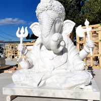 Statue décorative extérieure de haute qualité en marbre blanc seigneur ganesha statue de dieu hindou en pierre blanche à vendre