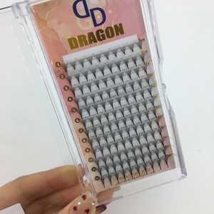 Professionnel coréen 4D & 6D Design Super doux vison & PBT matériel Logo personnalisé foncé mat noir Extensions de cils ventilateurs préfabriqués - Product Image 1
