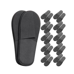 Chaussons d'hôtel jetables noirs de luxe modernes en tissu non tissé pour salon de beauté et SPA, écologiques, en promotion - Product Image 1