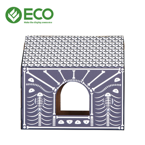 Kunden spezifisches Halloween-Holz-und Karton-Katzen haus mit Katzen kratz brett ECO-Gürtel Kleines Haustier haus Rechteck aus Holz - Product Image 6