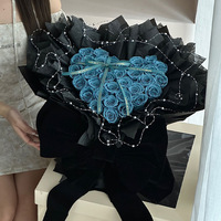 33 Buket Pampas Grass Abadi Buatan Tangan Bentuk Hati dengan Pita Besar untuk Hari Valentine, Buket Pengakuan Cinta, Tahan Lama dan Elegan