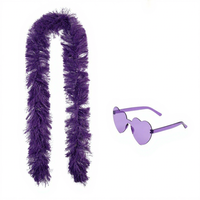 Nouvel ensemble de lunettes de soleil en forme de cœur avec bordure en fausse fourrure, accessoires de costume de carnaval, lunettes de fête romantiques