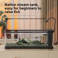 Aquarium de bureau robuste en acrylique avec un design de style ruisseau écologique pour petits et moyens poissons
