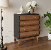 Commode à cinq tiroirs en bois massif de style vintage français, écologique, grande capacité, pour salon, rangement domestique, bar à domicile