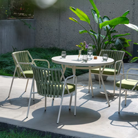 Meubles de jardin contemporains en aluminium tressé au design moderne, table à manger, chaise d'extérieur, salon d'hôtel