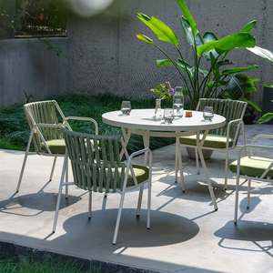 Meubles <span class=keywords><strong>de</strong></span> <span class=keywords><strong>jardin</strong></span> contemporains en aluminium tressé au design moderne, table à manger, chaise d'extérieur, <span class=keywords><strong>salon</strong></span> d'hôtel - Product Image 2