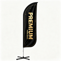 Commandez dès maintenant un drapeau publicitaire en forme de larme avec mât en fibre de verre et graphisme interchangeable pour la promotion