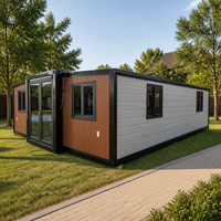 Résidence modulaire pliable en conteneur de 40 pieds, maison extensible en acier avec pièces latérales, habitation préfabriquée moderne pour location