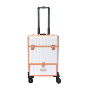 Carrito de Salón Qihui, Maletín de Maquillaje con 4 Ruedas Giratorias, Bloqueables y Duraderas, para Uso Profesional y en el Hogar - Product Image 4