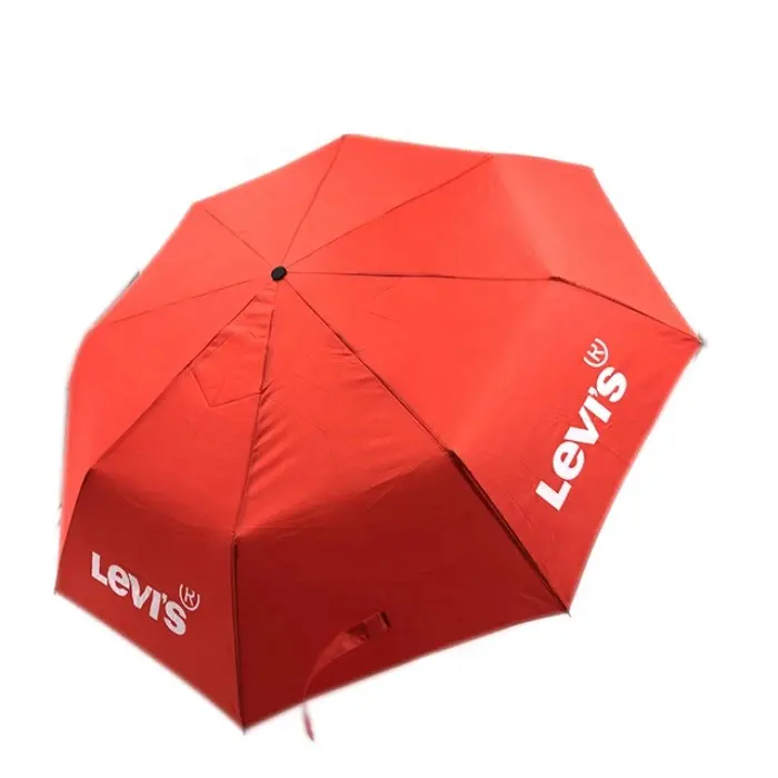 BSCI प्रोमोशनल लोगो छपा Windproof 3 गुना छाते छोटे पोर्टेबल तह बारिश Foldable छाते