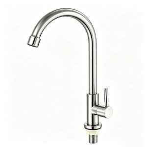 Rotating Kitchen Bathroom Cold Water Basin Faucet Ceramic <b>Brushed</b> Nickel Finish Water Saving Aerator Durable Stainless Steel - Product Image 2