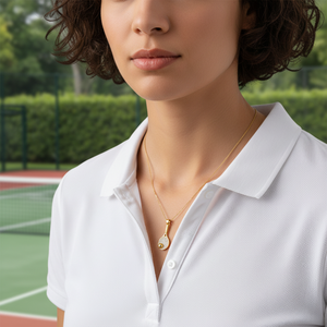 14K <b>Solid</b> <b>Gold</b> Racquet Necklace Sports Charm <b>Pendant</b> - Product Image 3