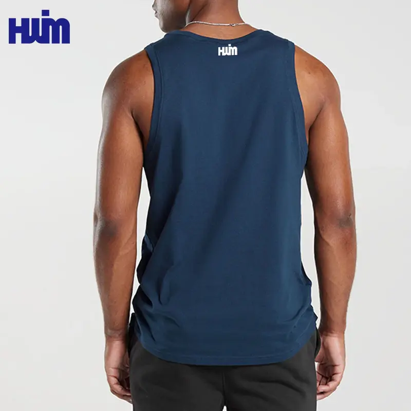 Logo personalizzato di alta qualità senza maniche T-shirt da uomo caduto scalfo in cotone semplice Custom palestra Activewear canotta sportiva da uomo