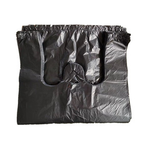 Bolsas de Camiseta Negras de HDPE Resistentes con Logotipo Personalizado, Bolsas de Compra Desechables - Product Image 1