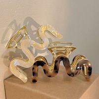 Pince à cheveux en acétate style coréen imprimé léopard, design ondulé, en alliage de luxe, haut de gamme, pour usage quotidien, pour femmes