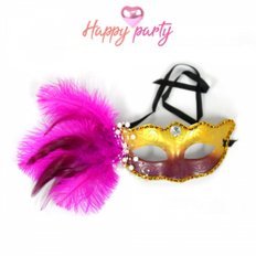 Happy Party Rose Vénitien X Demi Visage Mascarade Masque En Plastique PVC Carnaval Costume Plume Visage Couverture Acheter 2 Masques - Product Image 1