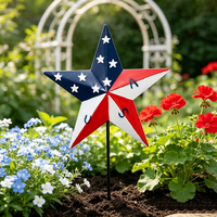 Décoration de jardin patriotique en métal avec étoile USA pour le 4 juillet, à installer dans la pelouse extérieure