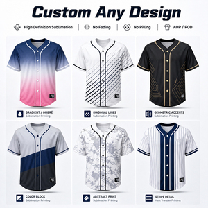 Maillot de baseball personnalisé, produits en dropshipping, blancs pour sublimation, vêtements imprimés à la demande, maillot de baseball - Product Image 2