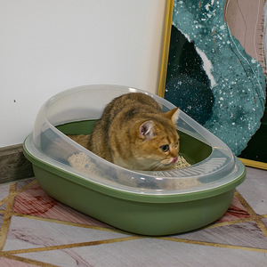 Oval <b>Cat</b> <b>Litter</b> Box 100L Large Capacity Dust Free Easy Clean Plastic <b>Cat</b> Toilet For <b>Cats</b> - Product Image 1