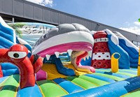 Ciudad de Diversión Inflable Comercial con Temática Oceánica, Castillo Inflable Grande de PVC, Parque de Atracciones Inflable para Niños para Alquiler