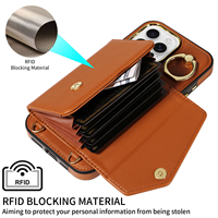 Casing ponsel wanita multifungsi, tas selempang wanita, casing dompet kulit untuk iphone 17 16 15 14 13 12 Pro Max