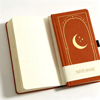 Carnet A5 à couverture rigide en lin avec motif doré, élastique et bande de maintien en papier, journal cadeau